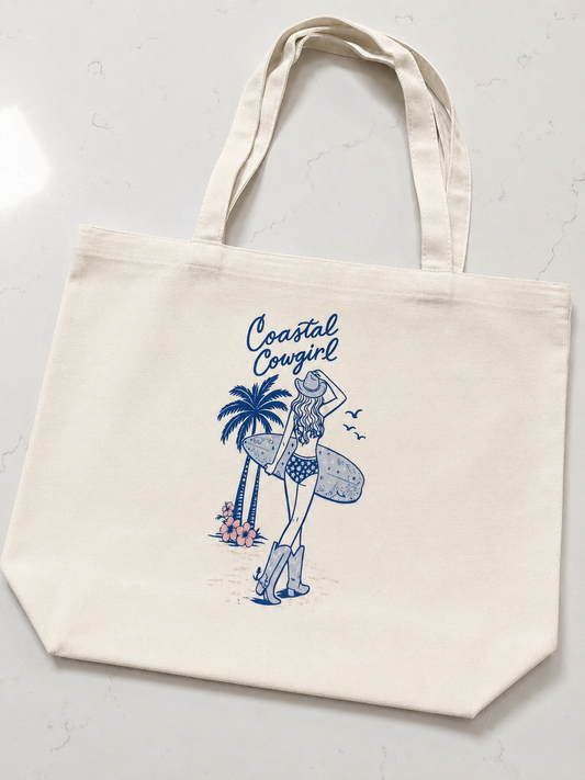 Coastal Cowgirl Canvas Tote