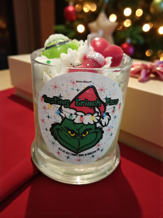Resting Grinch Face Inspired Candle