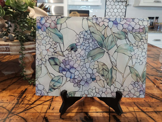 Hydrangea Textured Tempered Glass Cutting Board
