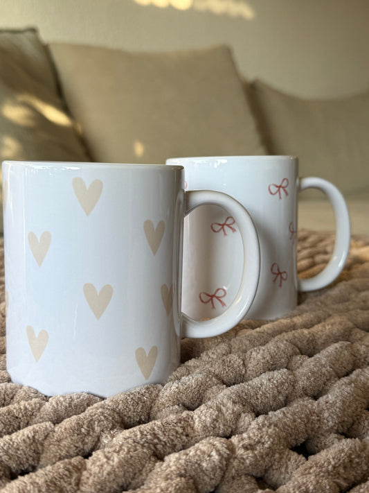 Beige Hearts Mug
