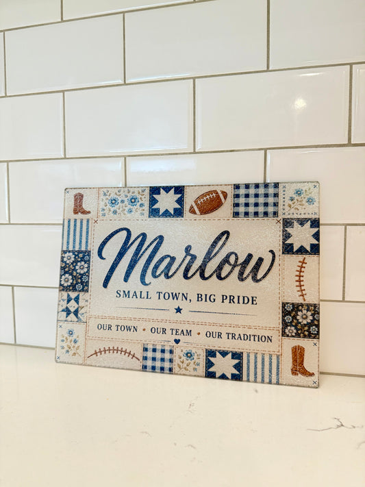 Marlow "Small Town, Big Pride" Glass Cutting Board